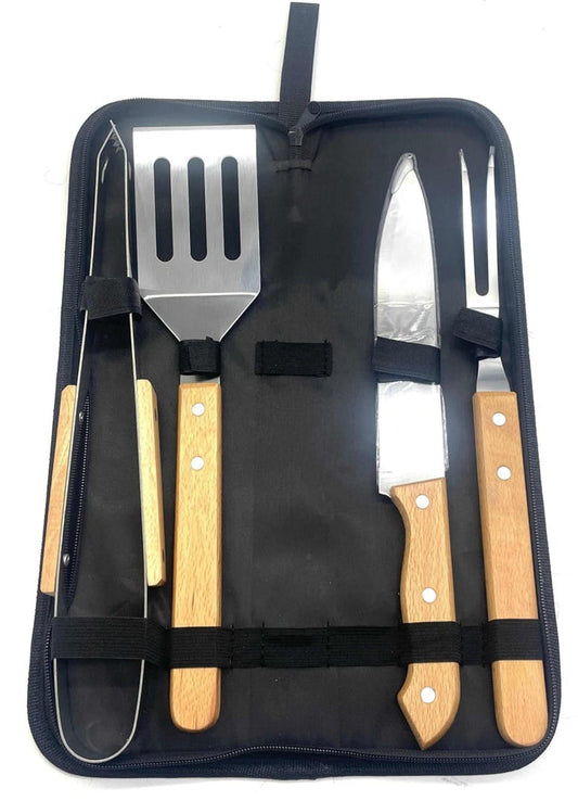 BBQ Grill Tool Set — Stainless Steel Barbecue Kit with Carry Case