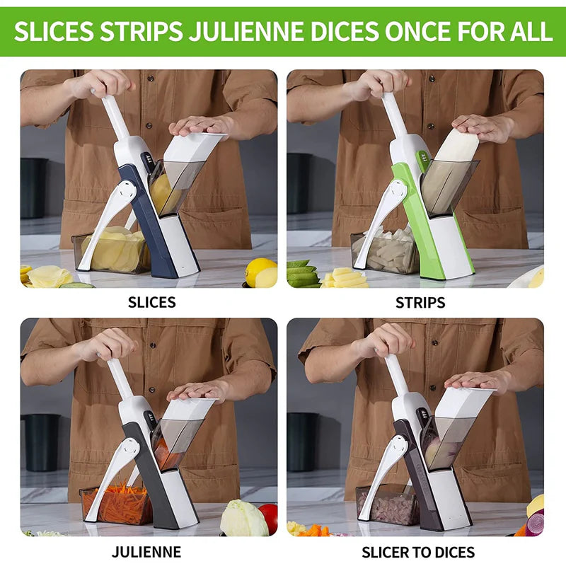 🥗 Manual Vegetable Cutter ✨ Safe Slice Mandoline
