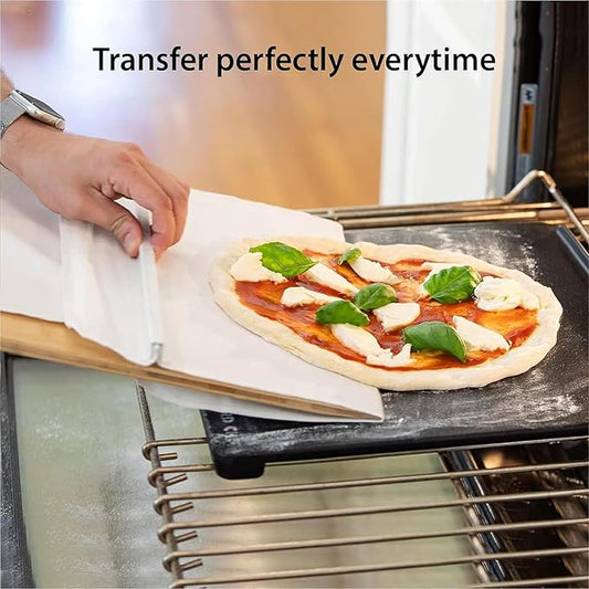 Sliding Pizza Peel 🍕 Non-Stick Wooden Pizza Paddle for Baking