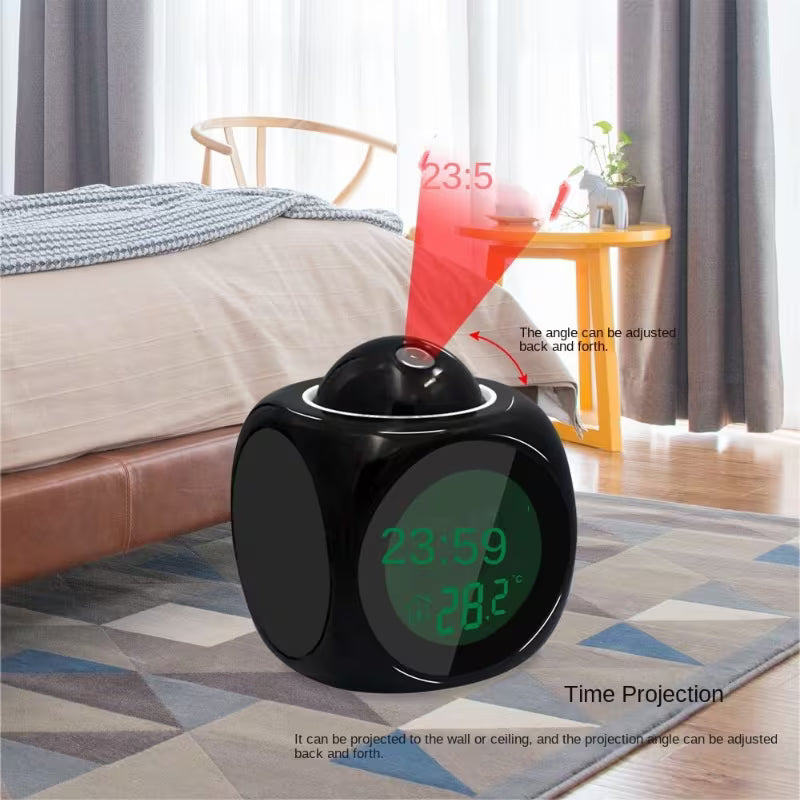 LCD Projection Alarm Clock ⏰ Digital Cube Desk Clock with Temperature