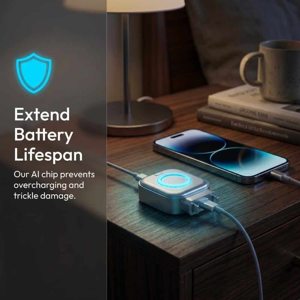 AI Smart Auto-Stop Charging Adapter — 140W Physical Cut-Off Overcharge Protection for All USB-C Devices