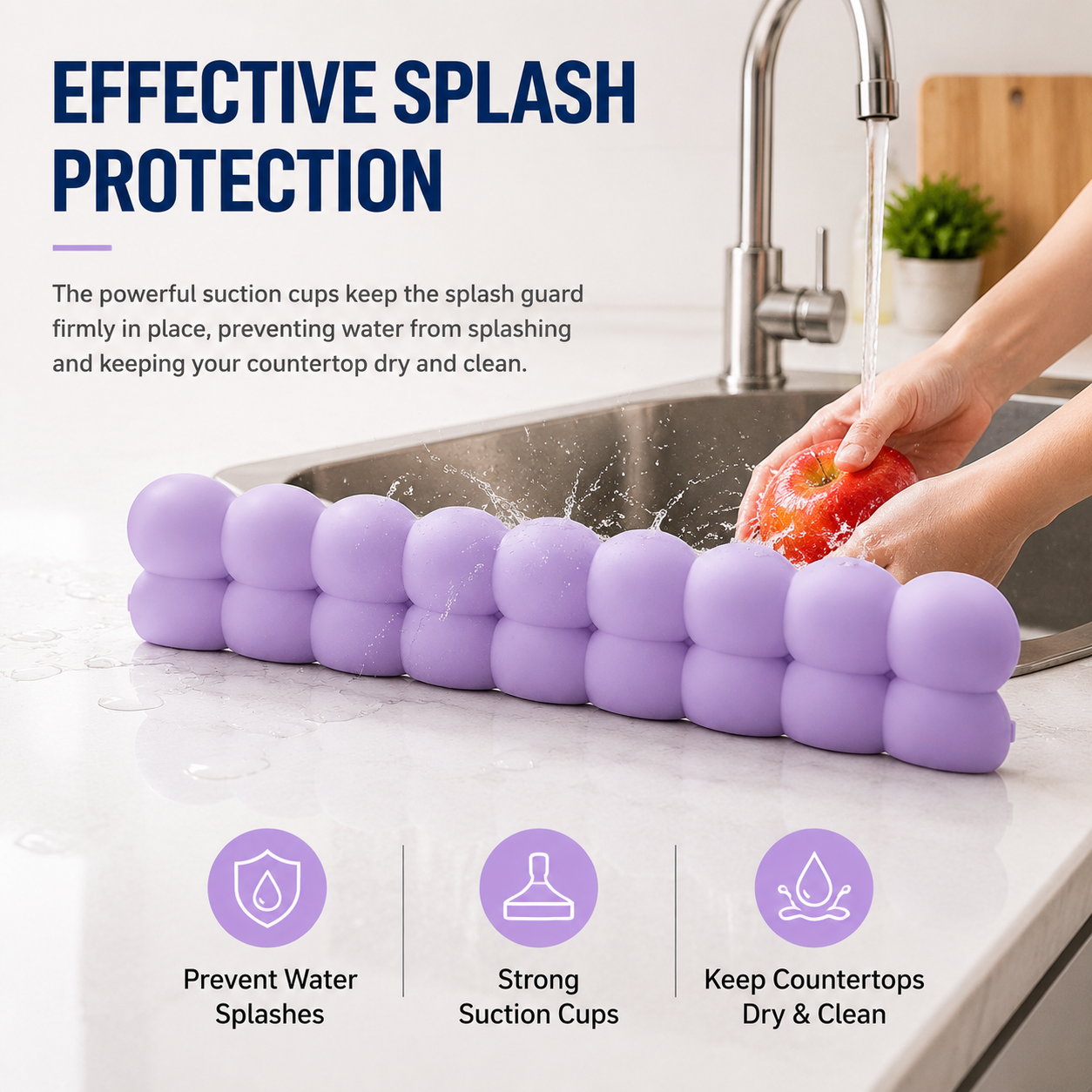 💦 Silicone Sink Splash Guard | Bubble Water Barrier Keeps Counter Dry While Washing Dishes