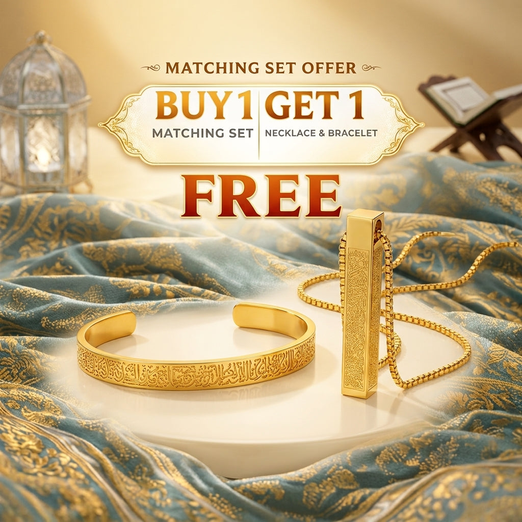Ayatul Kursi Bracelet & Necklace Set — Buy 1 Get 1 Free | 18K Gold Plated Islamic Gift Set