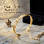 Ayatul Kursi Bracelet — 18K Gold Plated Stainless Steel Islamic Cuff Bangle with Gift Box