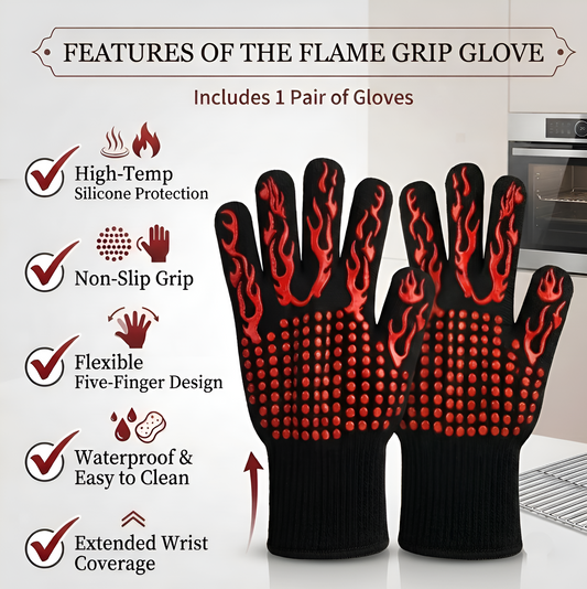 Heat Resistant BBQ & Oven Gloves — Double Layer Non-Slip Silicone Kitchen Protection