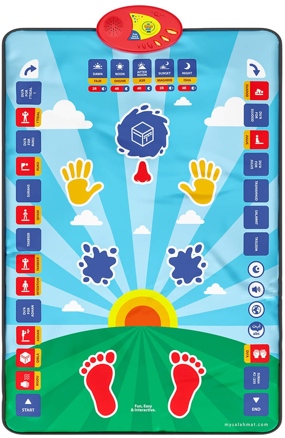 Interactive Islamic Prayer Mat for Kids — 36-Key Educational Salah Learning Mat