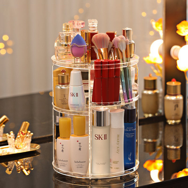 💎 Rotating Cosmetic Organizer ✨ Diamond Pattern Makeup Storage Stand