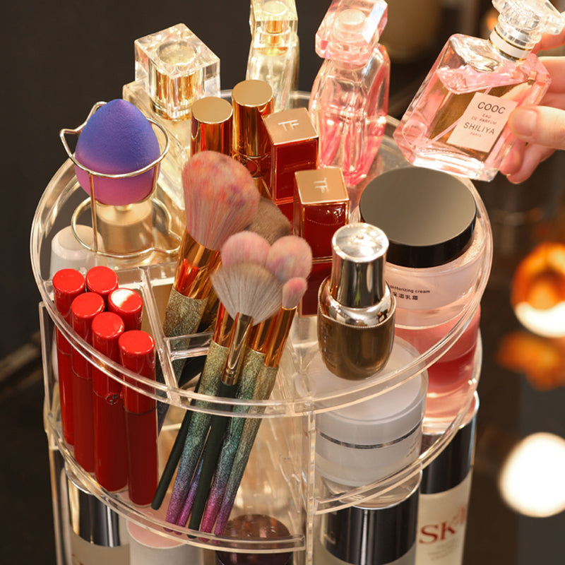 💎 Rotating Cosmetic Organizer ✨ Diamond Pattern Makeup Storage Stand