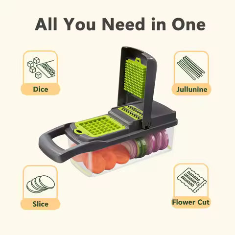 Multi-Blade Vegetable Cutter & Chopper with Container — Chop in Seconds