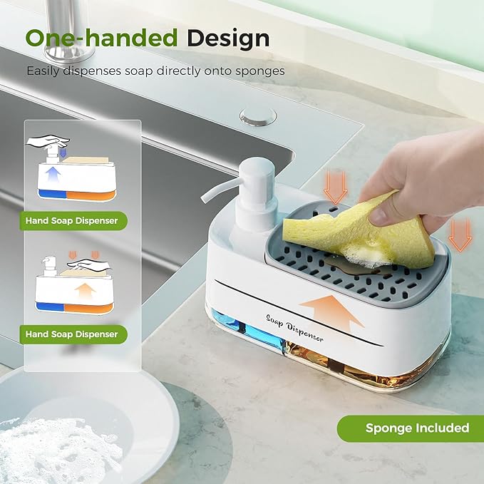 Soap Dispenser Set 🧴 Kitchen & Bathroom Pump Bottles (2 Pack Organizer)