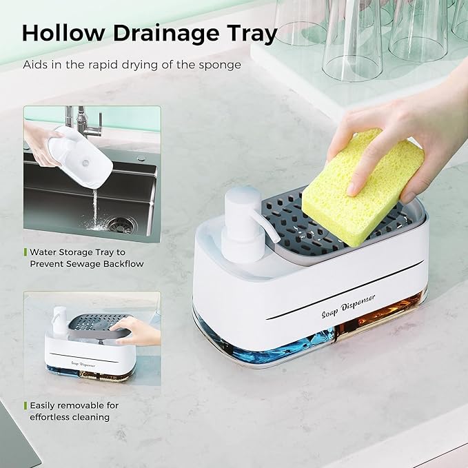 Soap Dispenser Set 🧴 Kitchen & Bathroom Pump Bottles (2 Pack Organizer)