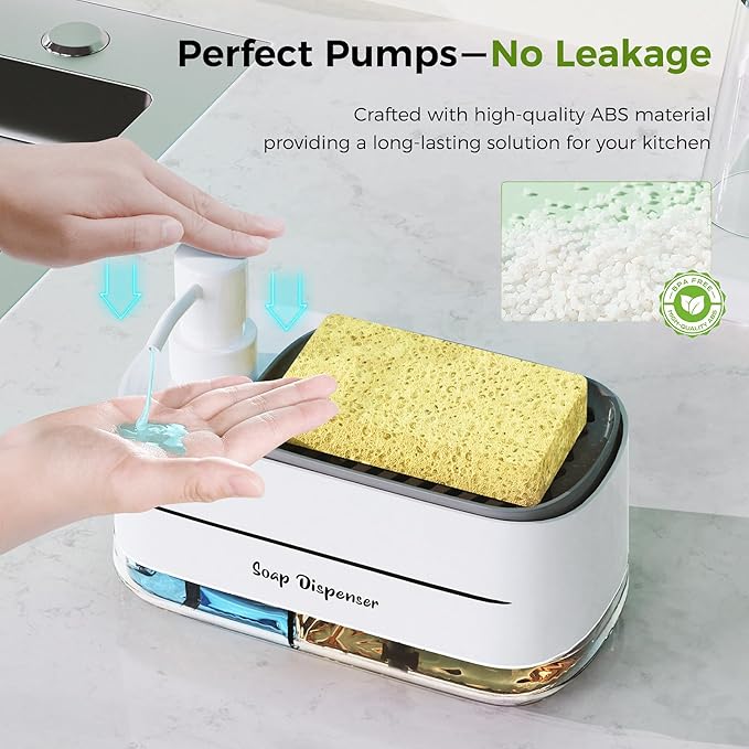 Soap Dispenser Set 🧴 Kitchen & Bathroom Pump Bottles (2 Pack Organizer)