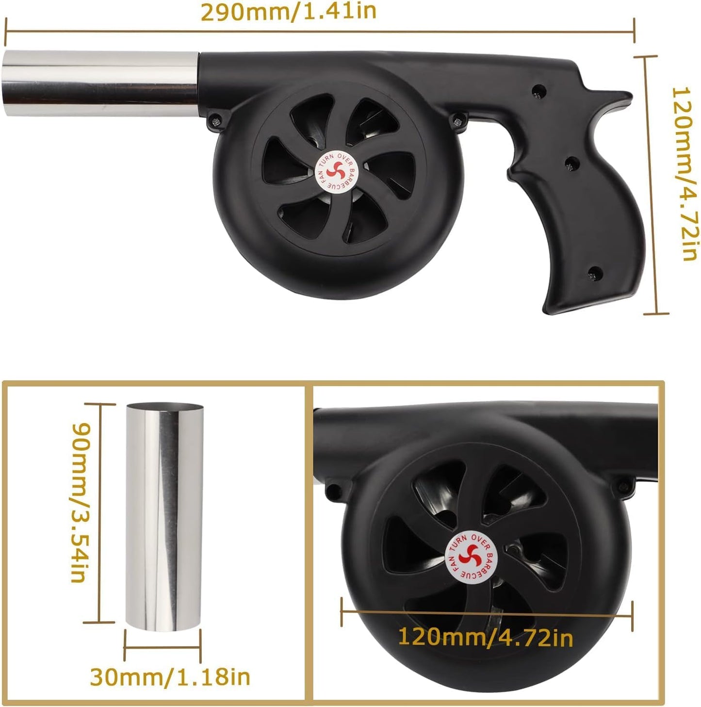 BBQ Electric Air Blower 🔥 Hand Crank Fire Starter for Grill & Campfire