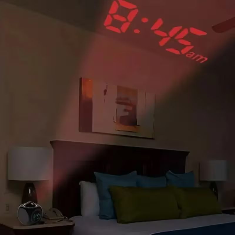 LCD Projection Alarm Clock ⏰ Digital Cube Desk Clock with Temperature