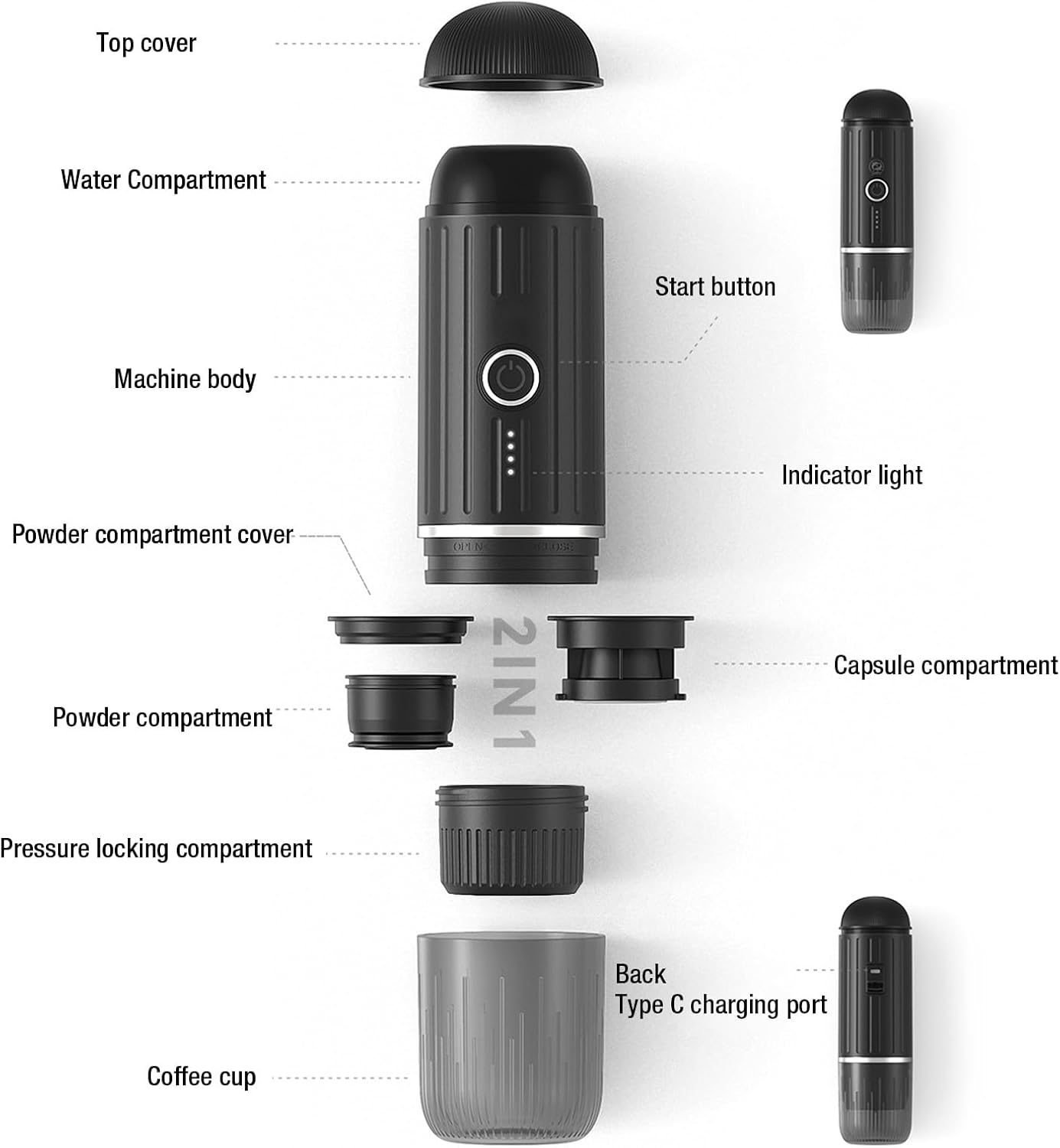 Portable Espresso Coffee Maker ☕ Rechargeable Travel Coffee Machine