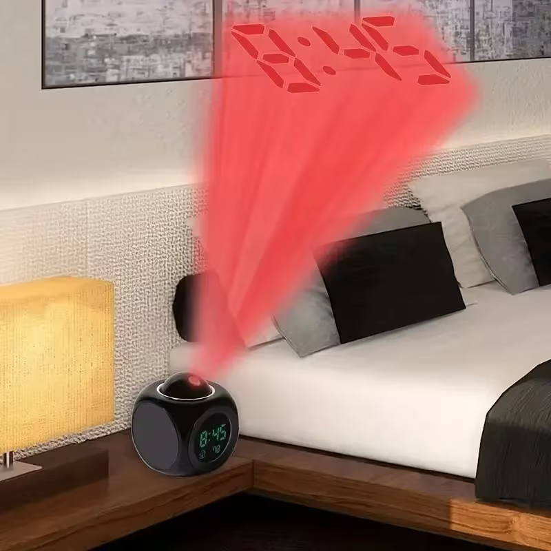 LCD Projection Alarm Clock ⏰ Digital Cube Desk Clock with Temperature