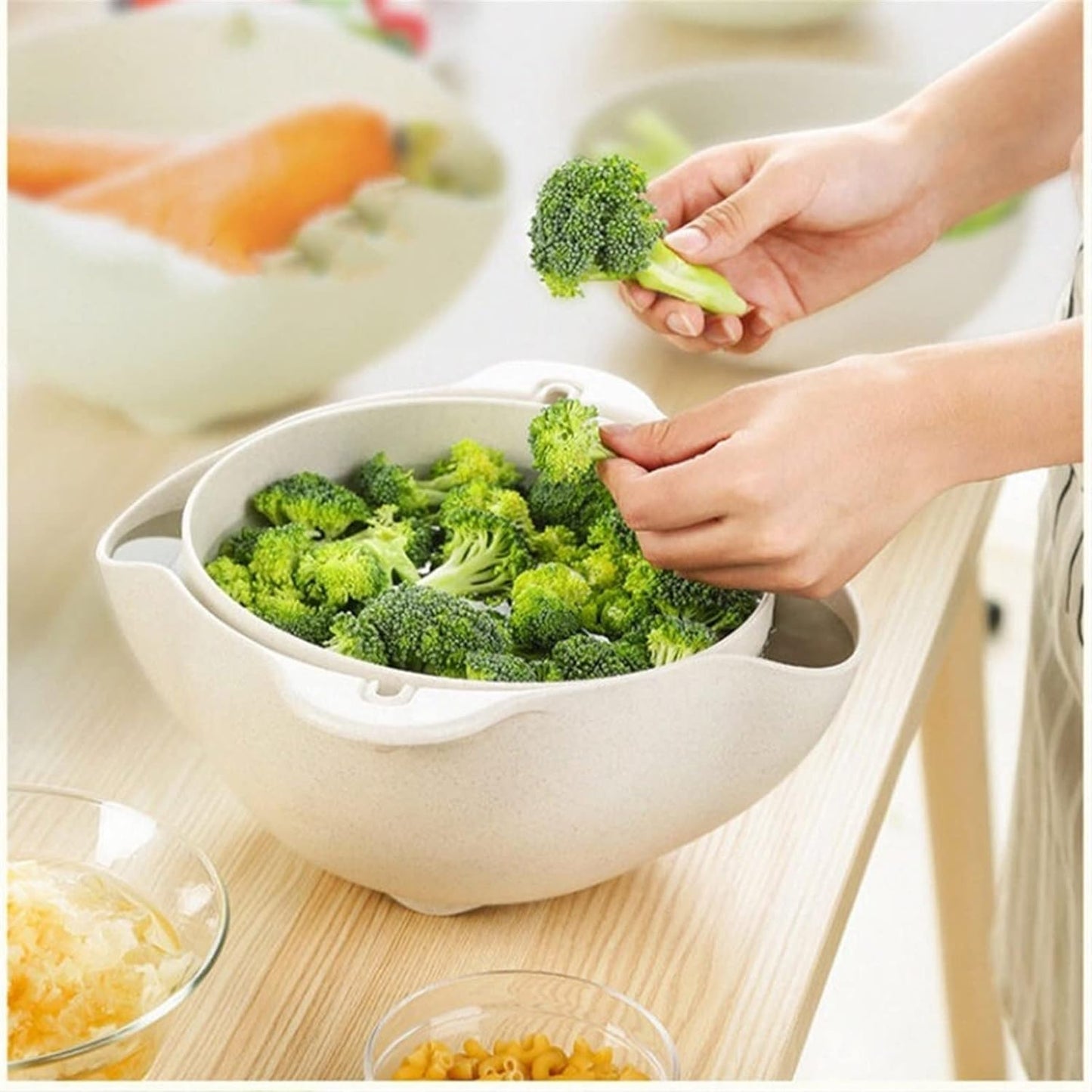 Draining Bowl Basket 🥗 Double Layer Kitchen Washing & Strainer Bowl