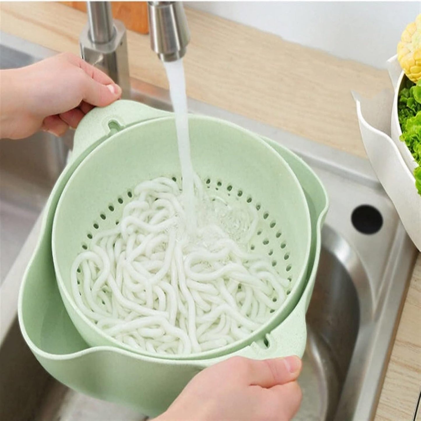 Draining Bowl Basket 🥗 Double Layer Kitchen Washing & Strainer Bowl