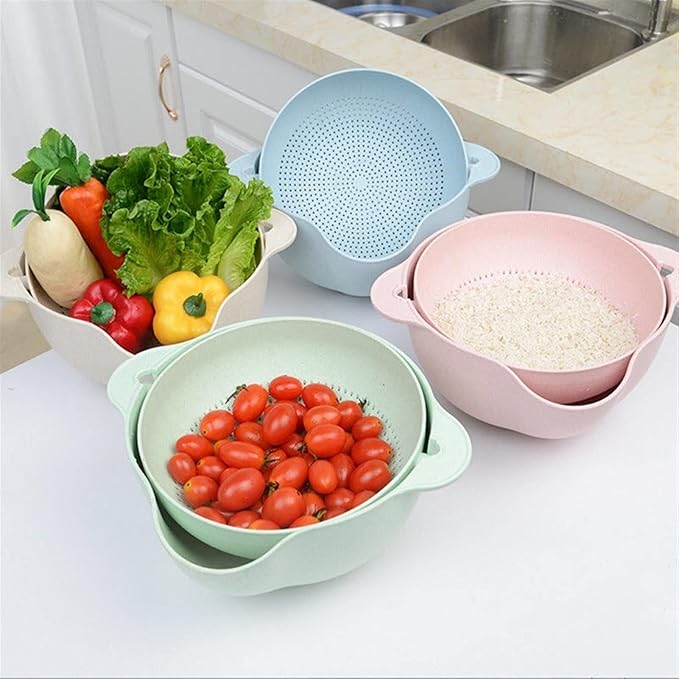 Draining Bowl Basket 🥗 Double Layer Kitchen Washing & Strainer Bowl