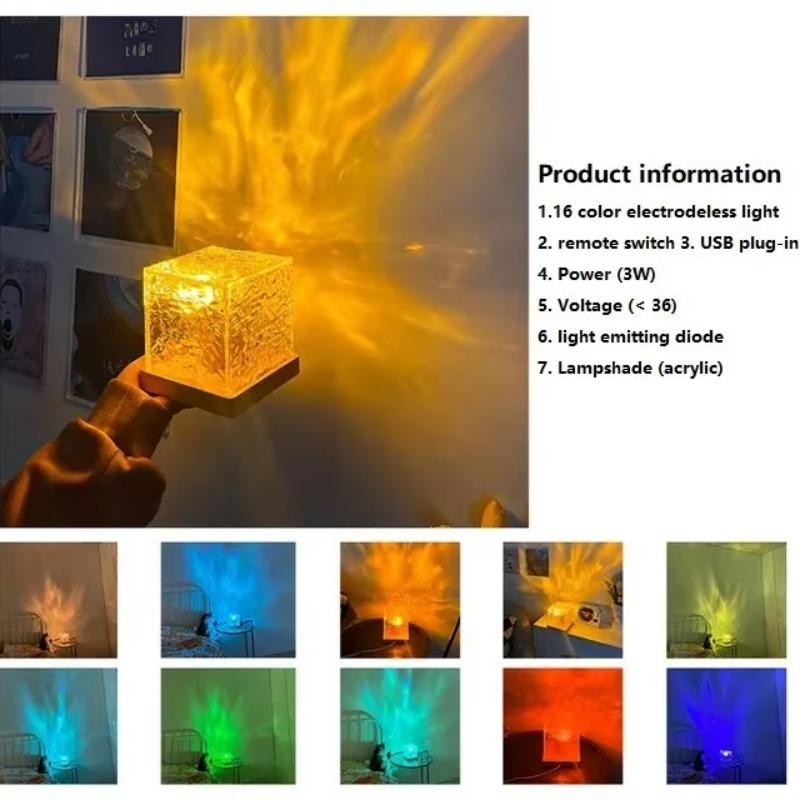 Dynamic LED Cube Atmosphere Lamp ⚡ USB Rechargeable Mood Light with Projection Effects