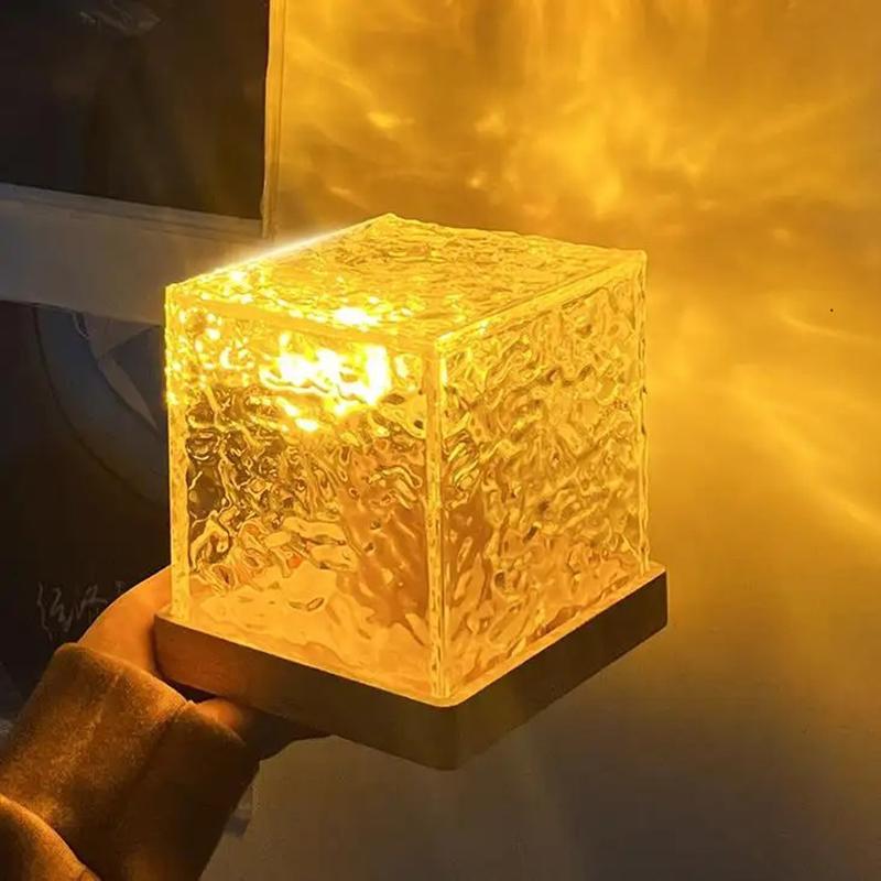 Dynamic LED Cube Atmosphere Lamp ⚡ USB Rechargeable Mood Light with Projection Effects
