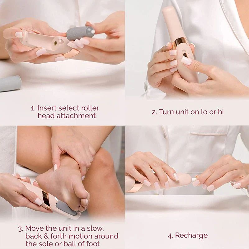 Electric Pedicure Foot File & Callus Remover — Rechargeable 2-Speed Foot Care Device