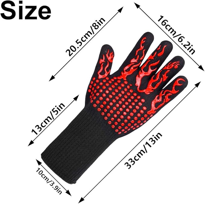 Heat Resistant BBQ & Oven Gloves 🔥 Double Layer Non-Slip Silicone Kitchen Protection"