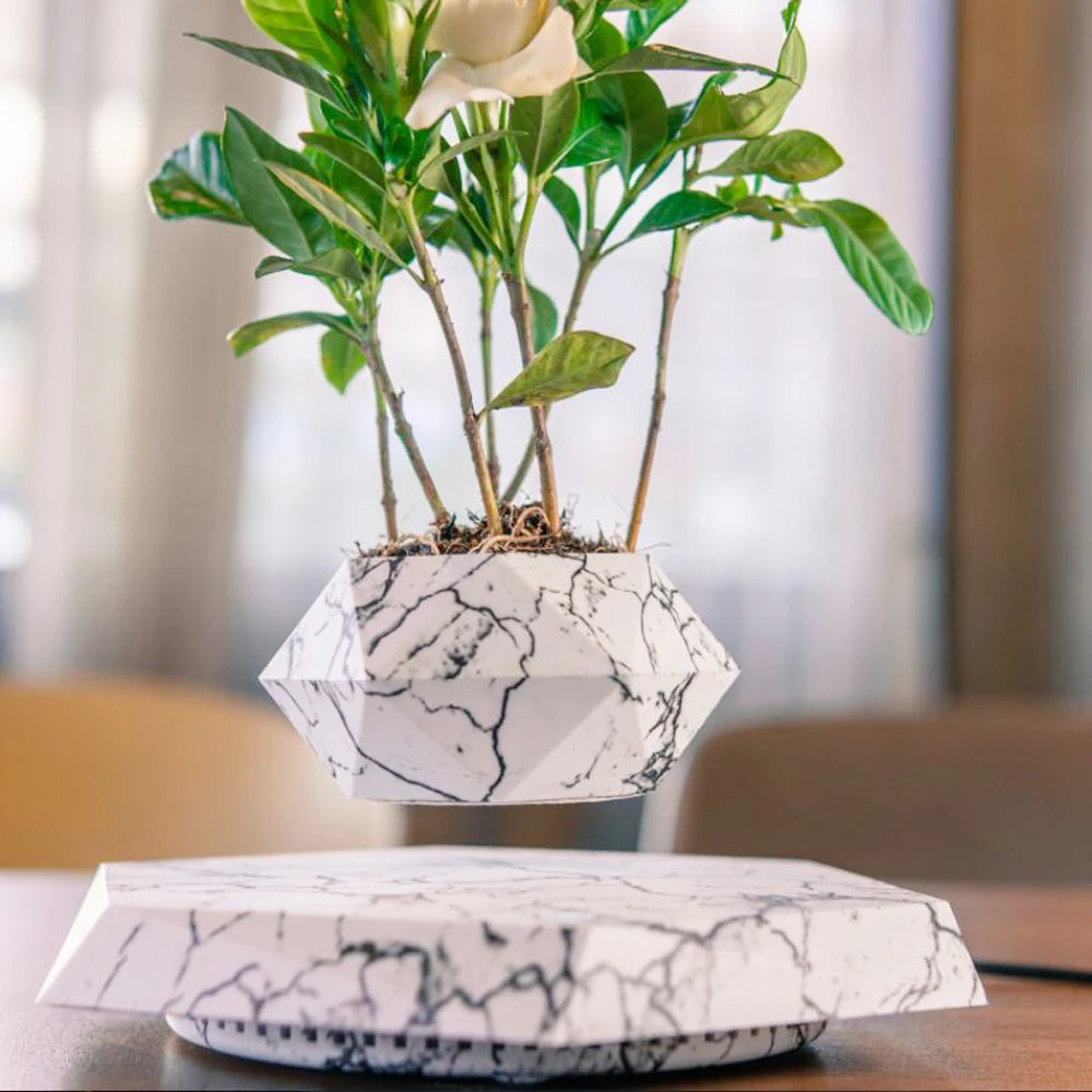 🌿 Levitating Magnetic Floating Marble Pot ✨ Luxury Floating Plant Decor