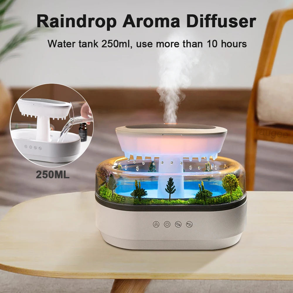 Raindrop Aroma Diffuser 🌧️ LED Humidifier & Essential Oil Air Humidifier