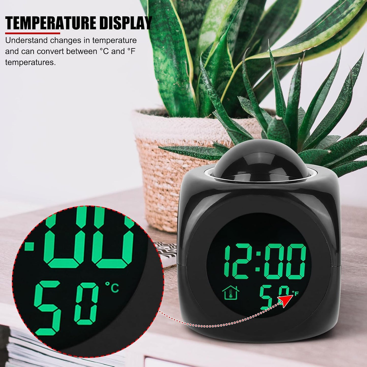 LCD Projection Alarm Clock ⏰ Digital Cube Desk Clock with Temperature