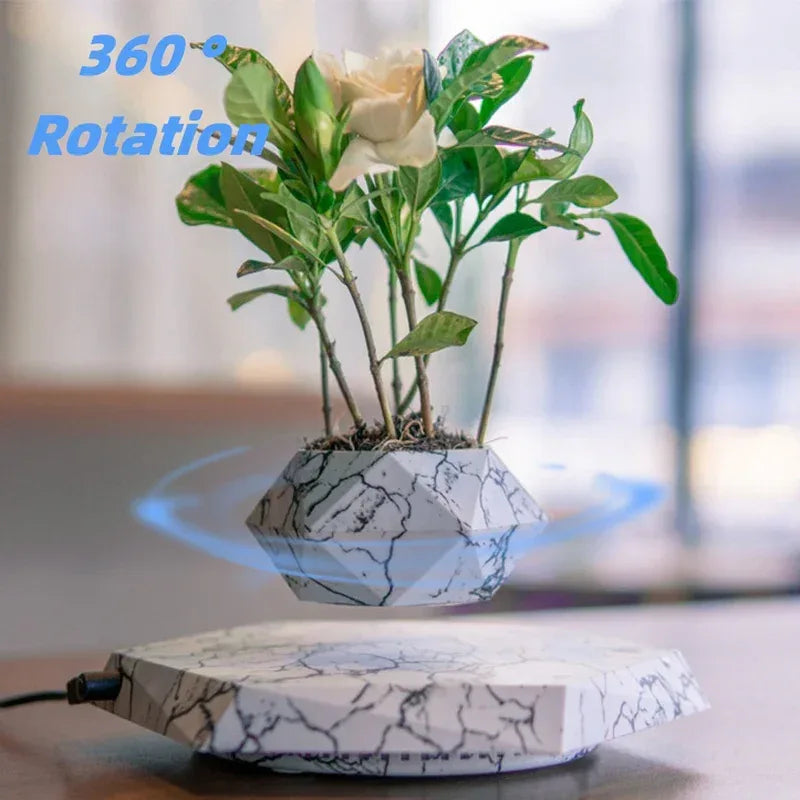 🌿 Levitating Magnetic Floating Marble Pot ✨ Luxury Floating Plant Decor