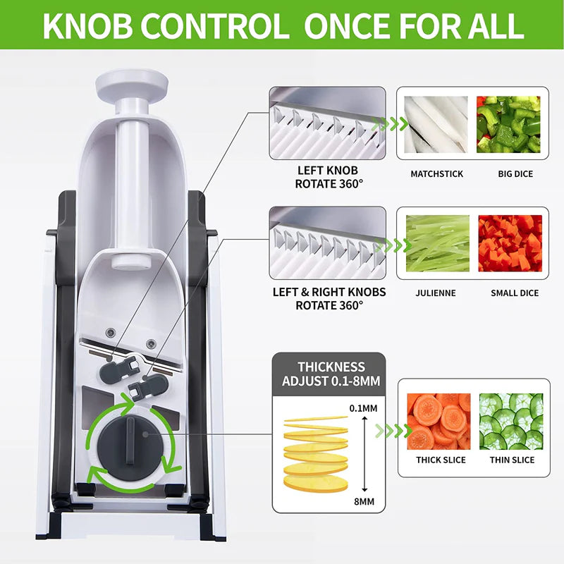 🥗 Manual Vegetable Cutter ✨ Safe Slice Mandoline