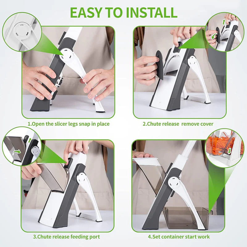 🥗 Manual Vegetable Cutter ✨ Safe Slice Mandoline