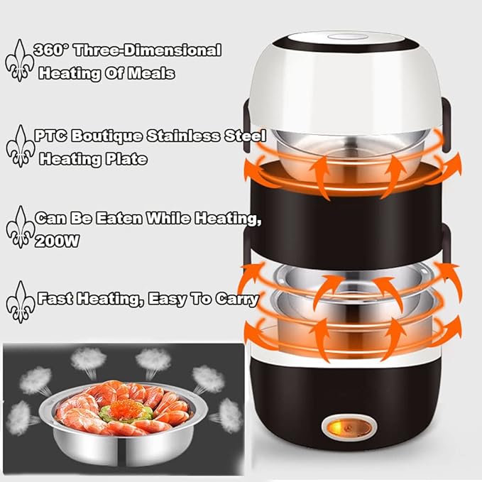 🍱 Stainless Steel Electric Lunch Box — Hot Homemade Meals Anywhere, No Microwave Needed