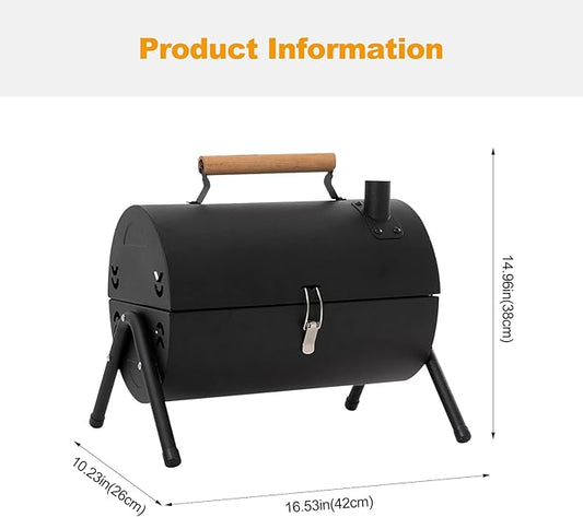 Portable BBQ Grill with Hob 🔥 Charcoal Camping Grill & Outdoor Cooker