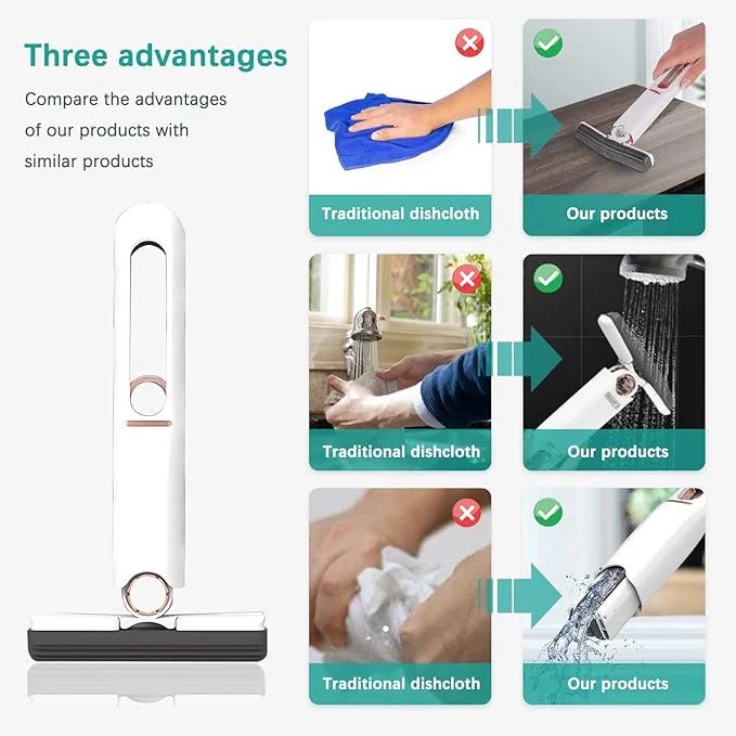 Portable Mini Self-Wringing Mop — Compact Squeeze Mop for Kitchen, Car & Bathroom