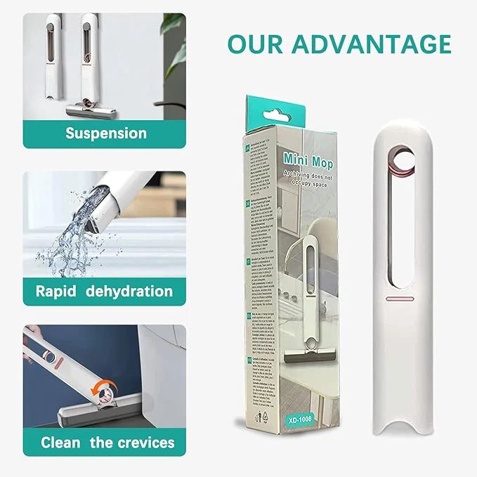 Portable Mini Self-Wringing Mop — Compact Squeeze Mop for Kitchen, Car & Bathroom