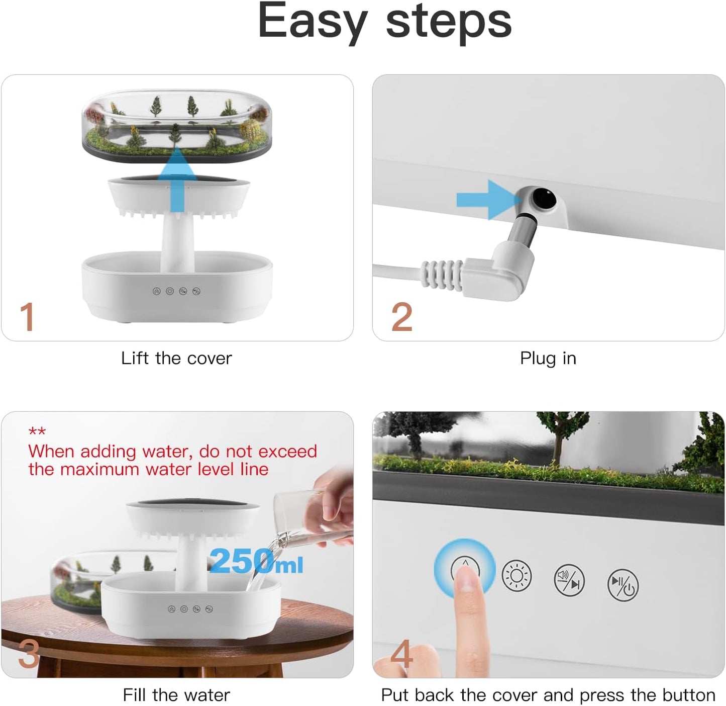 Raindrop Aroma Diffuser 🌧️ LED Humidifier & Essential Oil Air Humidifier