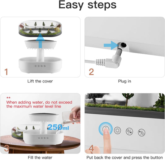 Raindrop Aroma Diffuser 🌧️ LED Humidifier & Essential Oil Air Humidifier