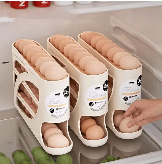 Rolling Egg Dispenser Rack 🥚 Space-Saving Automatic Egg Organizer