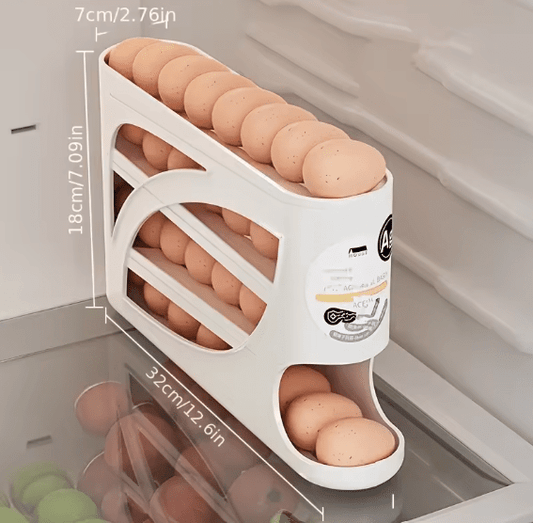 Rolling Egg Dispenser Rack 🥚 Space-Saving Automatic Egg Organizer