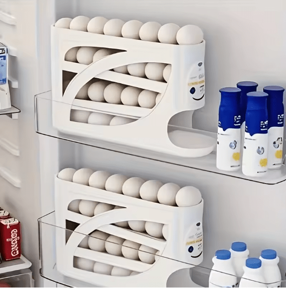 Rolling Egg Dispenser Rack 🥚 Space-Saving Automatic Egg Organizer