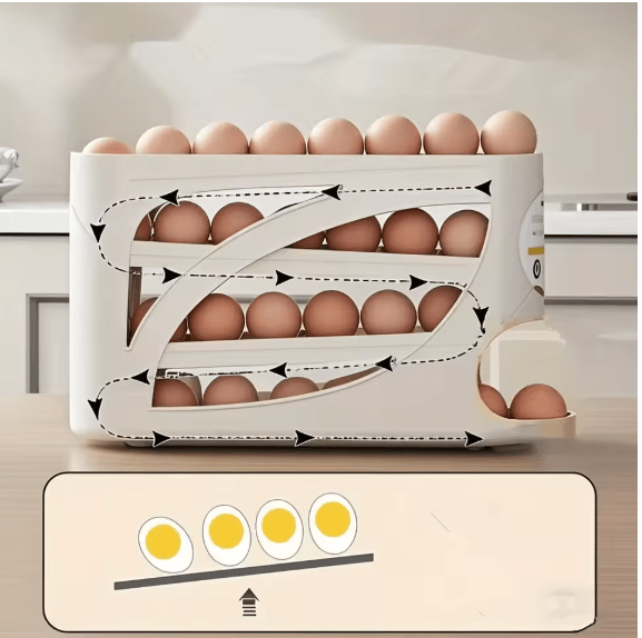 Rolling Egg Dispenser Rack 🥚 Space-Saving Automatic Egg Organizer