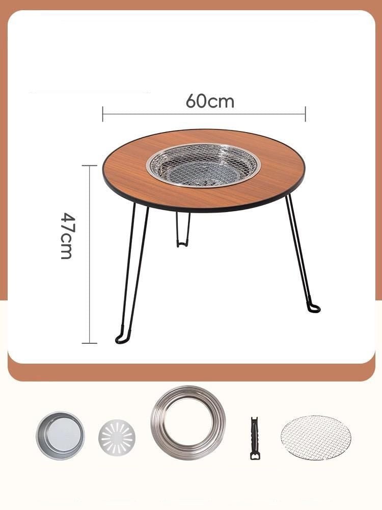 Round BBQ Fire Pit Grill Table 🔥 Outdoor Dining & Fire Bowl Table