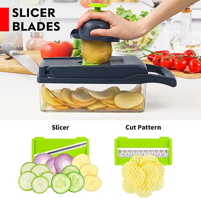 Multi-Blade Vegetable Cutter & Chopper with Container — Chop in Seconds