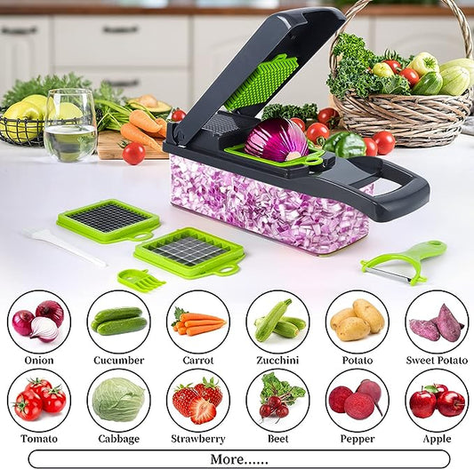 Multi-Blade Vegetable Cutter & Chopper with Container — Chop in Seconds